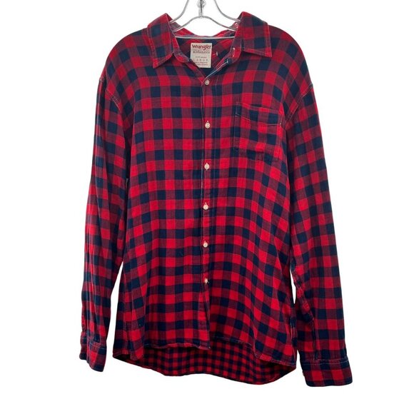 Wranglers Women's Checkered Button Up Top Red/Blue Size Large - Picture 1 of 8